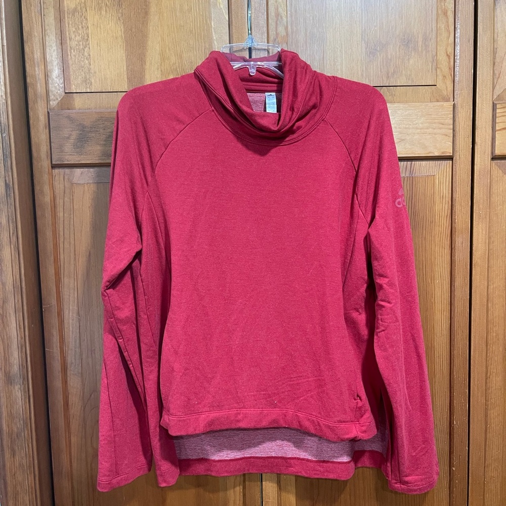 Women's Red Cowl Neck Athletic Sweater
